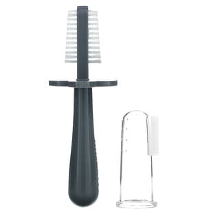 Grabease, Double Sided Toothbrush, 4m+, Gray, 1 Brush + Stage 1 Finger Brush