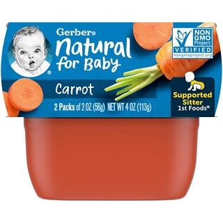 Gerber, Natural for Baby, 1st Foods, carota, 2 confezioni, 56 g ciascuna