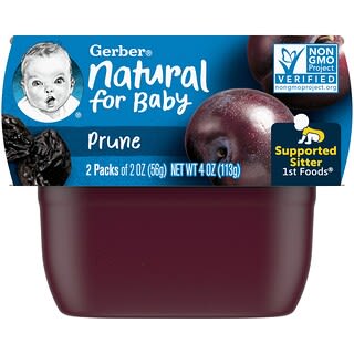 Gerber, Natural for Baby, 1st Foods, Prune, 2 Pack, 2 oz (56 g) Each