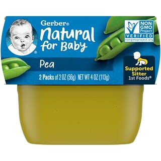 Gerber, Natural for Baby, 1st Foods, Pea, 2 Pack, 2 oz (56 g) Each