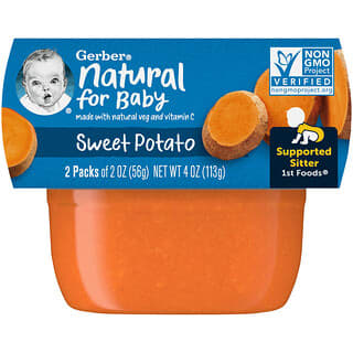Gerber, Natural for Baby, 1st Foods, Patata dolce, 2 confezioni, 56 g ciascuna
