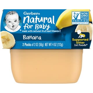 Gerber, Natural for Baby, 1st foods, Plátano, 2 envases de 56 g (2 oz) cada uno