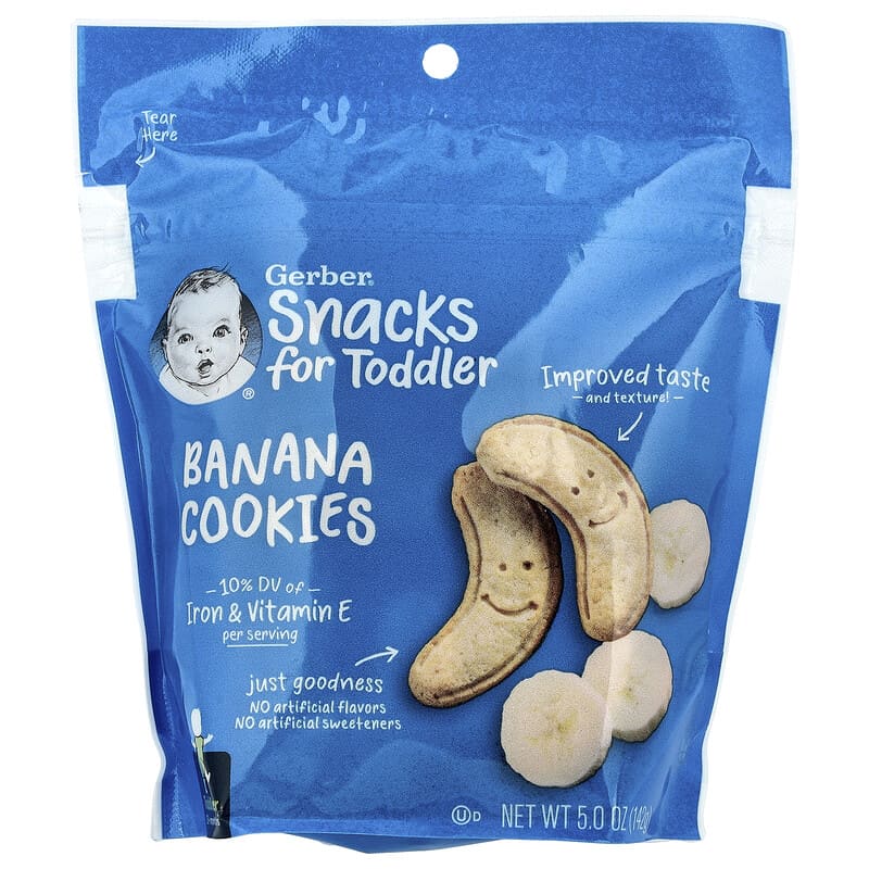 Bocadillos para niños pequeños, Galletas de plátano, 12 meses en