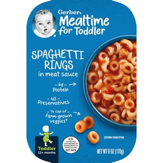 Gerber, Mealtime for Toddler, 12+ Months, Spaghetti Rings in Meat Sauce, 6 oz (170 g)