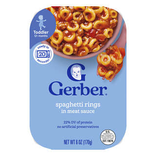 Gerber, Mealtime for Toddler, 12+ Months, Spaghetti Rings in Meat Sauce, 6 oz (170 g)