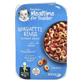 Gerber, Mealtime for Toddler（赤ちゃんのミールタイム）、12か月以上、スパゲッティーリング入りミートソース、170g（6オンス）