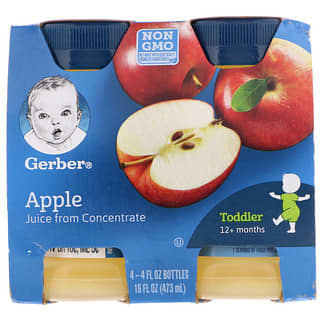 جيربر‏, عصير التفاح، للأطفال بعمر الحبو، بعمر فوق 12 شهرًا، 4 عبوات، 4 أوقية سائلة (118 مل) لكل منها