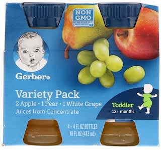 جيربر‏, Variety Juice Pack,  12+ Months, 4 Pack, 4 fl oz (118 ml) Each