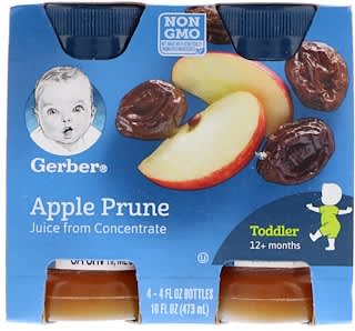 جيربر‏, Apple Prune Juice, 12+ Months, 4 Pack, 16 fl oz (473 ml)