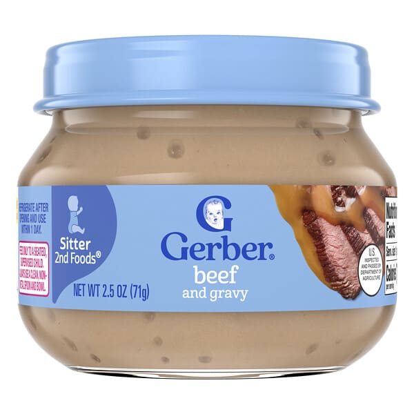 Gerber, 2nd Foods®, Sitter, Carne de res con salsa, 71 g (2,5 oz)