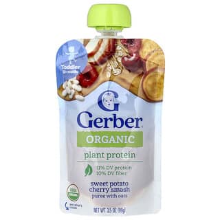 Gerber, 유아용 유기농, 플랜트-tastic, 12개월 이상, 고구마 체리 스매시 및 귀리 함유, 99g(3.5oz)