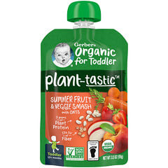 Gerber, Plant-Tastic, Bio für Kleinkinder, Sommerfrucht- und -gemüse-Smash mit Hafer, ab 12 Monaten, 99 g (3,5 oz.)