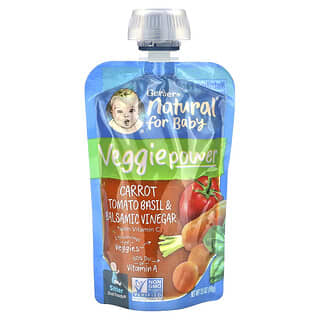 Gerber, Natural For Baby, VeggiePower, 2nd Foods, Carrot, Tomato Basil & Balsamic Vinegar, 3.5 oz (99 g)