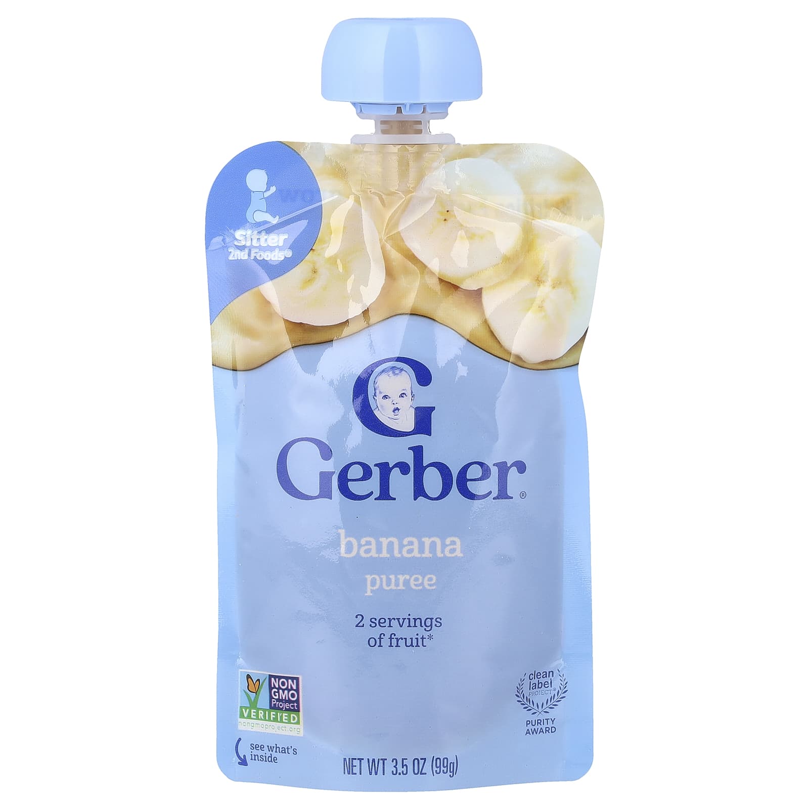 Gerber Banana Pouch Fruit Puree, 2nd Foods®, Banana, Oz (99 G)