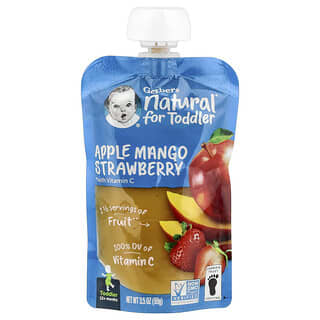 Gerber, Naturel pour les tout-petits, 12 mois et plus, Pomme, mangue, fraise avec vitamine C, 99 g