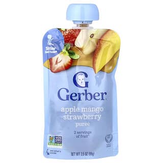 Gerber, 婴幼儿天然食品，12 个月以上，苹果、芒果、草莓和维生素 C，3.5 盎司（99 克）