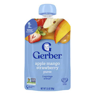 Gerber, 2nd Foods®, Püresi, Bakıcı, Elma, Mango Çileği, 99 g (3,5 oz)