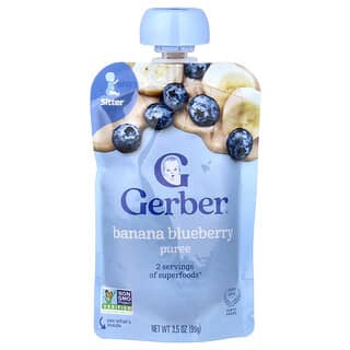 Gerber, Natural pentru copii mici, Wonder Foods, peste 12 luni, banane, afine, 3,5 oz (99 g)