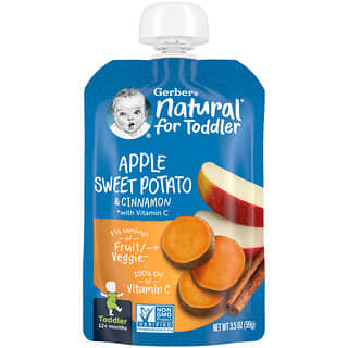 Gerber‏, Natural for Toddler, גיל 12 חודשים, תפוח בטטה וקינמון, 99 גרם (3.5 אונקיות)