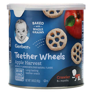Gerber, Biscuit de dentition en forme de roue, À partir de 8 mois, Apple Harvest, 42 g