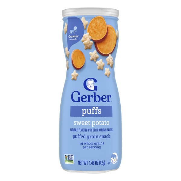 Gerber, Snacks for Baby, Grain & Grow, Puffs, Puffed Grain Snack, 8+ Months, Sweet Potato, 1.48 oz (