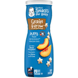 Gerber, Snacks for Baby, Grain & Grow, Puffs,  8+ Months, Peach, 1.48 oz (42 g)