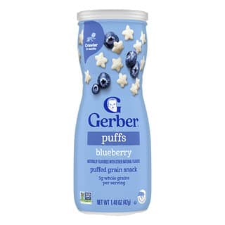 Gerber, 퍼프, 곡물 퍼프 스낵, 생후 8개월 이상, 블루베리 맛, 42g (1.48oz)