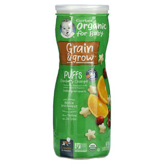 Gerber, Organic Puffs, Puffed Grain Snack, 8+ Months, Cranberry Orange, 1.48 oz (42 g)
