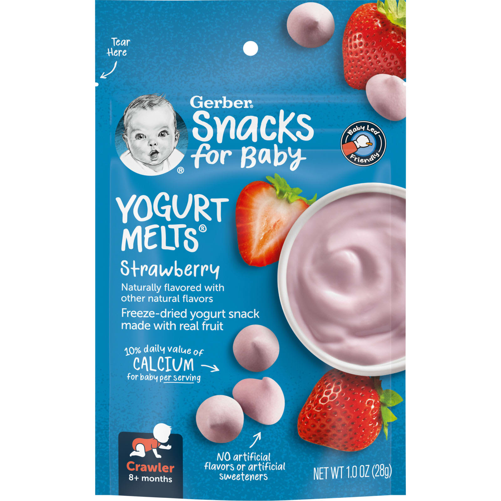 Gerber, for Baby, Melts, 8+ Months, Strawberry, 1 oz g)