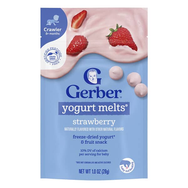 Gerber, Snacks for Baby, Yogurt Melts, 8+ Months, Strawberry, 1 oz (28 g)