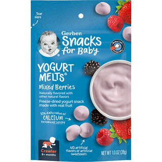 Gerber, Bocadillos para bebés, Yogur derretido, 8 meses en adelante, Bayas mixtas, 28 g (1 oz)