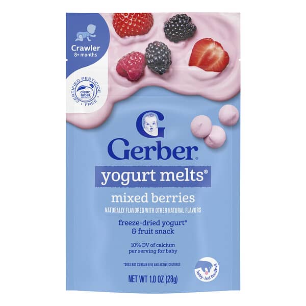Gerber, Yogurt Melts®, 생후 8개월 이상, 믹스 베리 맛, 28g(1oz)