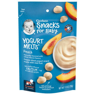 جيربر‏, Yogurt Melts، للرضع في عمر أكثر من 8 أشهر، خوخ، 1 أونصة (28 جم)