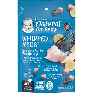 Gerber, Natural for Baby, Whipped Melts, Banana, Apple, Blueberry, Crawler, 10+ Months, 1.0 oz (28 g)