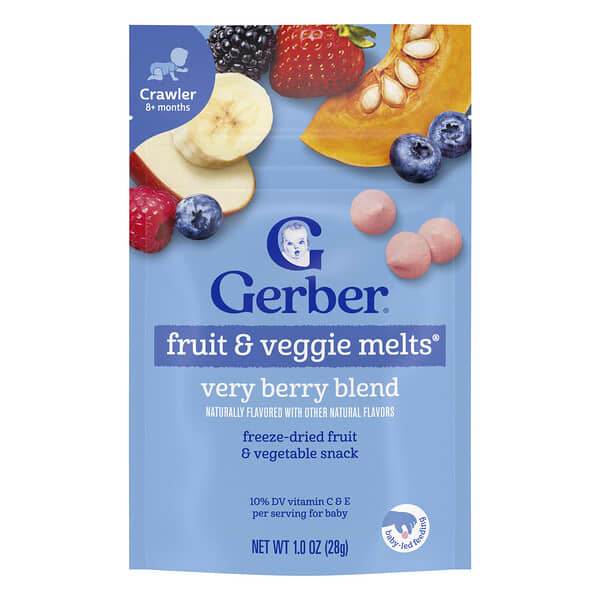 Gerber, Snacks for Baby, Fruit & Veggie Melts, 8+ Months, Very Berry Blend, 1 oz (28 g)