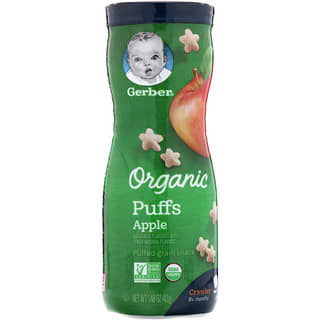 Gerber, Organic Puffs, Puffed Grain Snack, 8+ Months, Apple, 1.48 oz (42 g)
