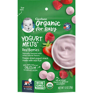 Gerber, Organic, Yogurt Melts, для малышей от 8 месяцев, с красными ягодами, 28 г (1,0 унция)