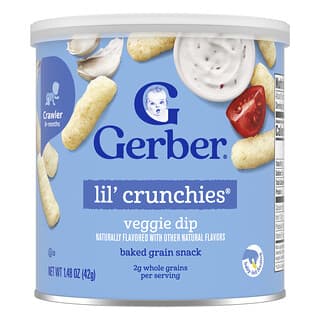 Gerber, Snacks for Baby, Lil' Crunchies, Baked Grain Snack, 8+ Months, Veggie Dip, 1.48 oz (42 g)