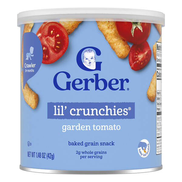 Gerber, Snacks for Baby, Lil' Crunchies, Baked Grain Snack, 8+ Months, Garden Tomato, 1.48 oz (42 g)