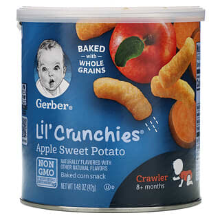Gerber, Lil 'Crunchies, Bocadillo de maíz horneado, Más de 8 meses, Manzana y batata, 42 g (1,48 oz)