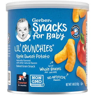 Gerber, En-cas pour bébé, Petits croquants, En-cas aux céréales, 8 mois et plus, Pomme et patate douce, 42 g