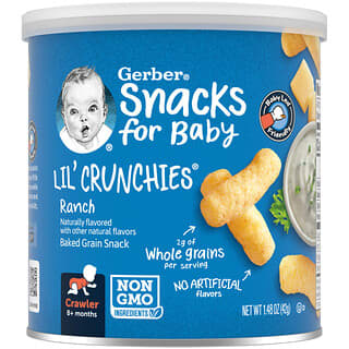 Gerber, Bocadillos para bebés, Pequeños crujientes, Bocadillo de cereales horneados, 8 meses en adelante, Ranch, 42 g (1,48 oz)