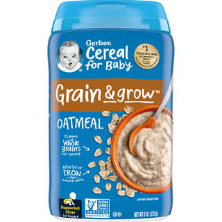 Gerber, 婴儿谷类食品，Grain & Grow，一类食品，燕麦片，8 盎司（227 克）