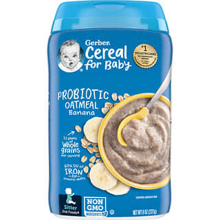 Gerber, Céréales pour bébés, 2nd Foods, Avoine probiotique et banane, 227 g