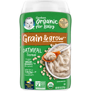 Gerber, Organic for Baby, Grain & Grow, Oatmeal Cereal, 1st Foods, 8 oz (227 g)