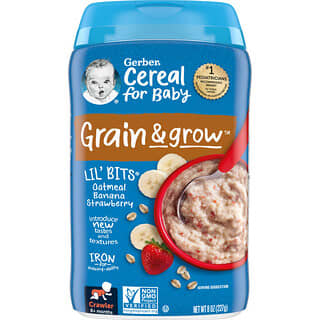 Gerber, Lil' Bits, Oatmeal Cereal, Haferflocken-Müsli, ab 8 Monate, Banane-Erdbeere, 227 g (8 oz.)