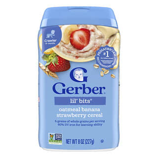 Gerber, Cereálie Lil' Bits®, 8 a více měsíců, ovesná kaše banánová jahoda, 227 g