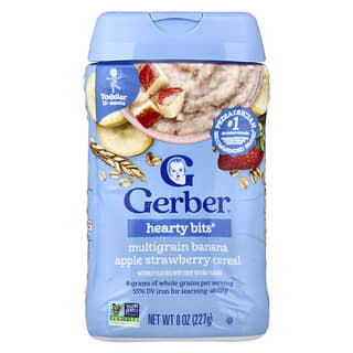 Gerber, Cereal for Toddler, Grain & Grow, Hearty Bits MultiGrain, от 12 месяцев, банан, яблоко и клубника, 227 г (8 унций)