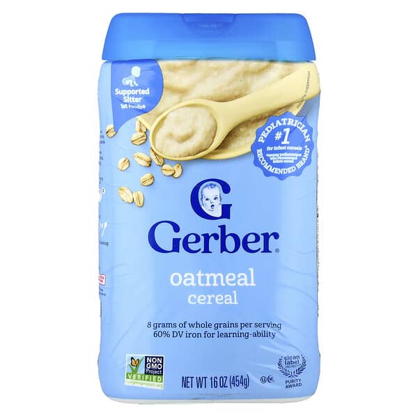 Gerber, 嬰兒穀類食品，Grain & Grow，1st Foods，一段燕麥米粉，16 盎司（454 克）