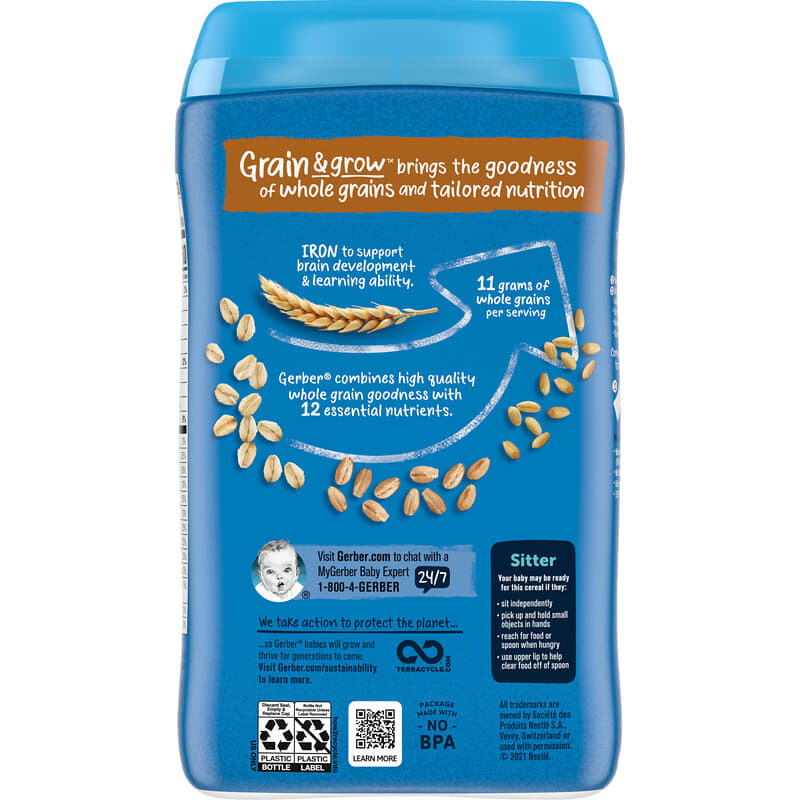 GERBER CEREAL Stage 2 Multigrain Oatmeal & Fruit, Baby Food, Cereals, 6+  months, 227 g, 6 Pack – PACKAGING MAY VARY : : Grocery & Gourmet  Food